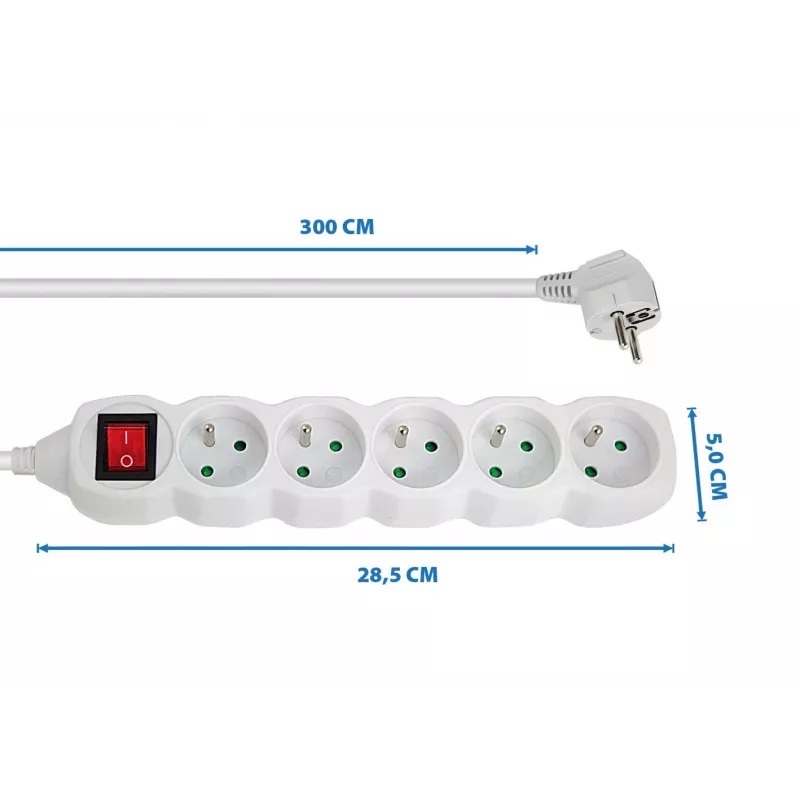 Regleta Esperanza ELK215W 3 m 5 toma(s) de CA para interiores blanca