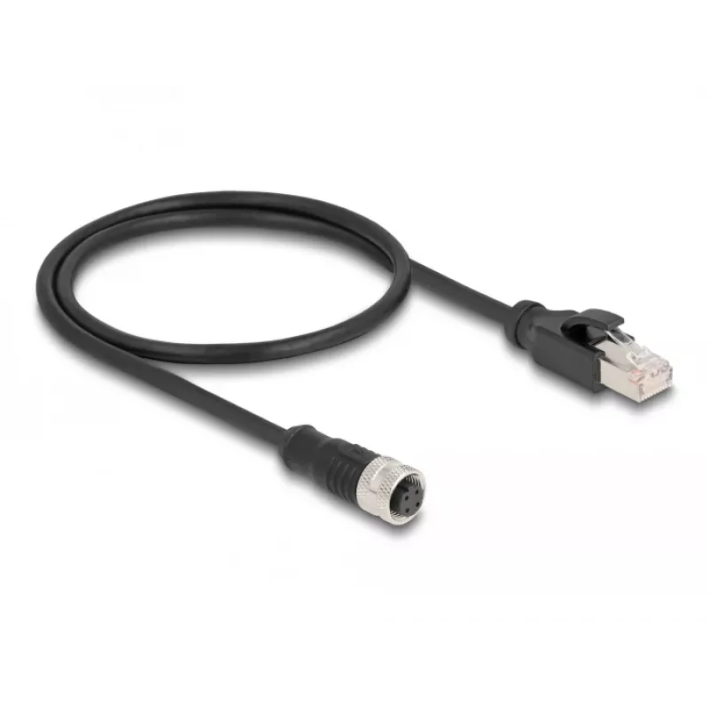 Cable adaptador M12 DeLOCK codificación D 4 polos hembra a RJ45 macho 50 cm