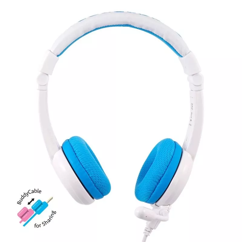 BuddyPhones School+ BP-SCHOOLP-BLUE auriculares infantiles con micrófono, 3+, 85 dB, azul