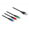DeLOCK 90156 Cable de carga USB 3 en 1, Type-A a Lightning / Micro USB / USB Type-C, 2 m, multicolor