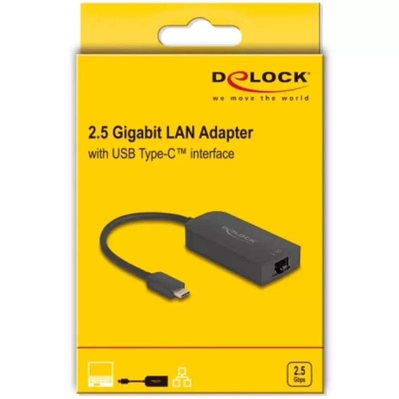 Adaptador DeLOCK 66045 USB 5 Gbps Type-A a 2,5 Gigabit LAN RJ45 negro