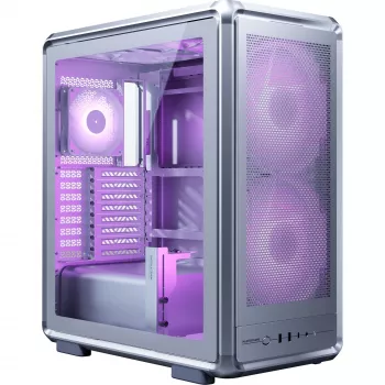 Cooler Master MasterFrame 500 Mesh ARGB caja de PC Midi Tower, plateada, cristal templado