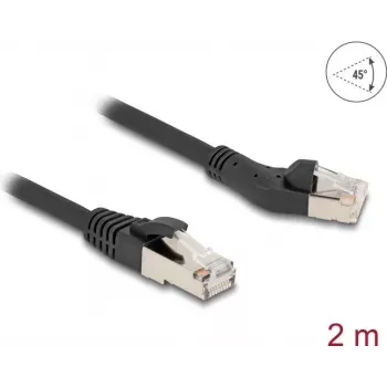 Cable de red DeLOCK RJ45 Cat.8.1 S/FTP 45° izquierda acodado 2 m negro