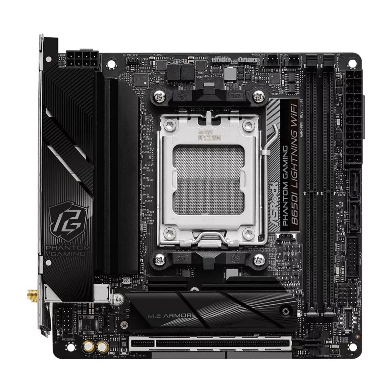 Placa base Mini-ITX ASRock B650I Lightning WiFi — AMD B650, socket AM5, DDR5, 2 DIMM (máx. 96 GB), Wi-Fi 6E, 2,5Gb LAN