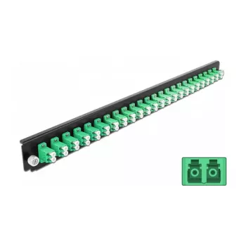 Placa frontal para caja de empalmes DeLOCK 19 pulgadas 24 puertos LC dúplex verde