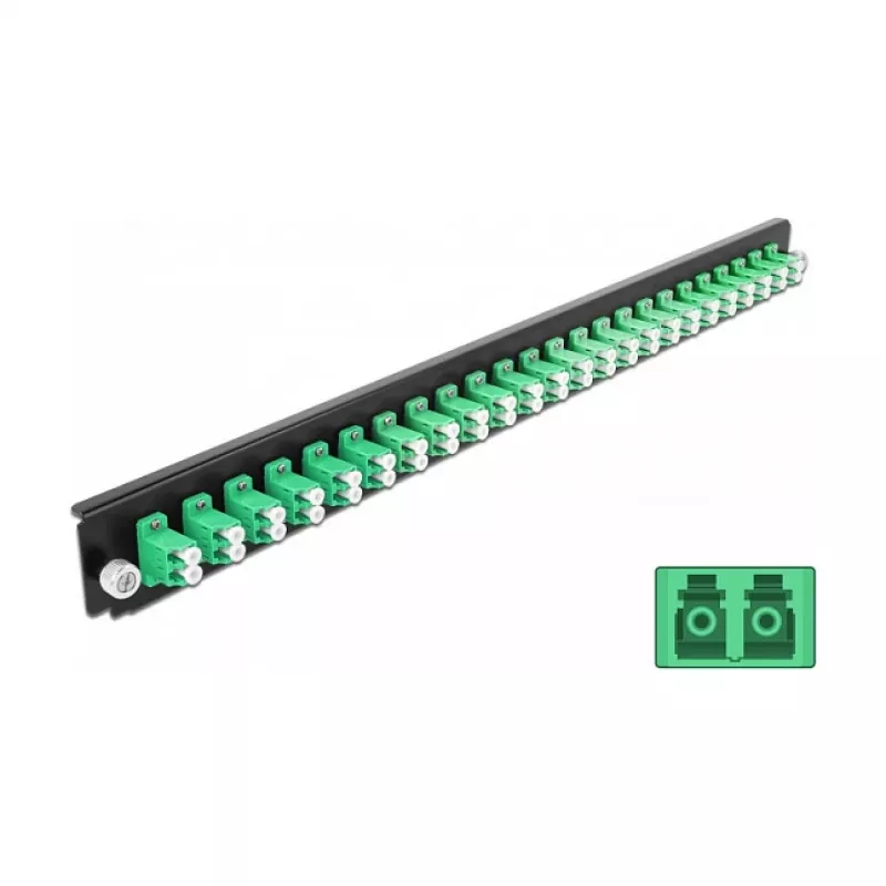 Placa frontal para caja de empalmes DeLOCK 19 pulgadas 24 puertos LC dúplex verde