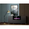 Cama Meble PAFOS cómoda con chimenea eléctrica 180x42x82 cm negro mate