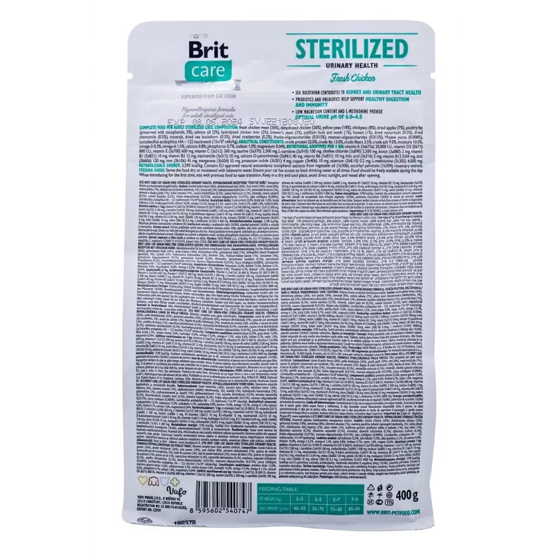 BRIT Care Grain-Free Sterilized Urinary - comida seca para gatos - 400 g