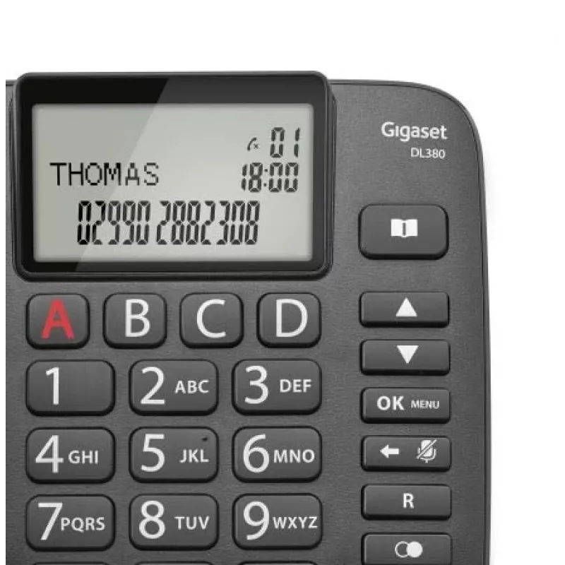 Gigaset DL380 teléfono con cable, negro