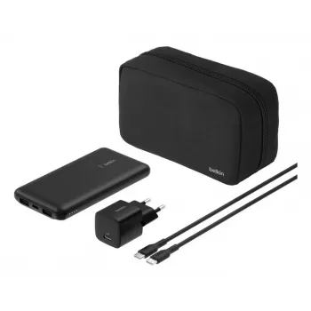 Belkin BoostCharge - Batería externa + fuente de alimentación AC - 10000 mAh - PD - 3 puertos de salida (24 Pin USB-C, 2 x USB)