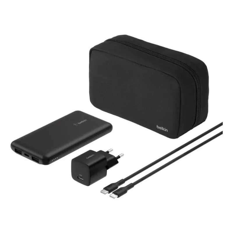 Belkin BoostCharge - Batería externa + fuente de alimentación AC - 10000 mAh - PD - 3 puertos de salida (24 Pin USB-C, 2 x USB)