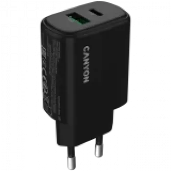 CANYON Cargador OnCharge 250 25W 1xPD 1xQC EU Negro