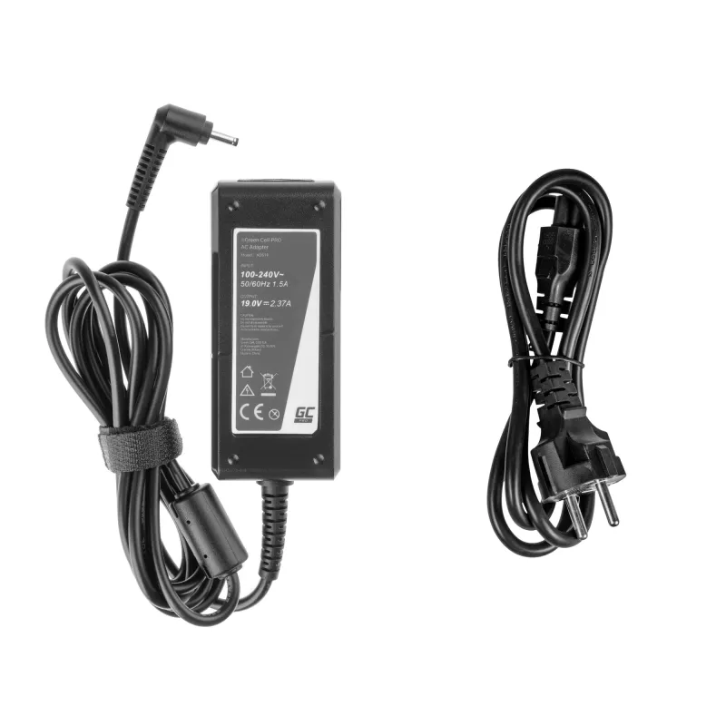 Green Cell PRO AD61P adaptador de corriente para portátil Asus ZenBook, para interior, 45 W, 19 V 2,37 A, conector de 3,0-1,1 mm, negro