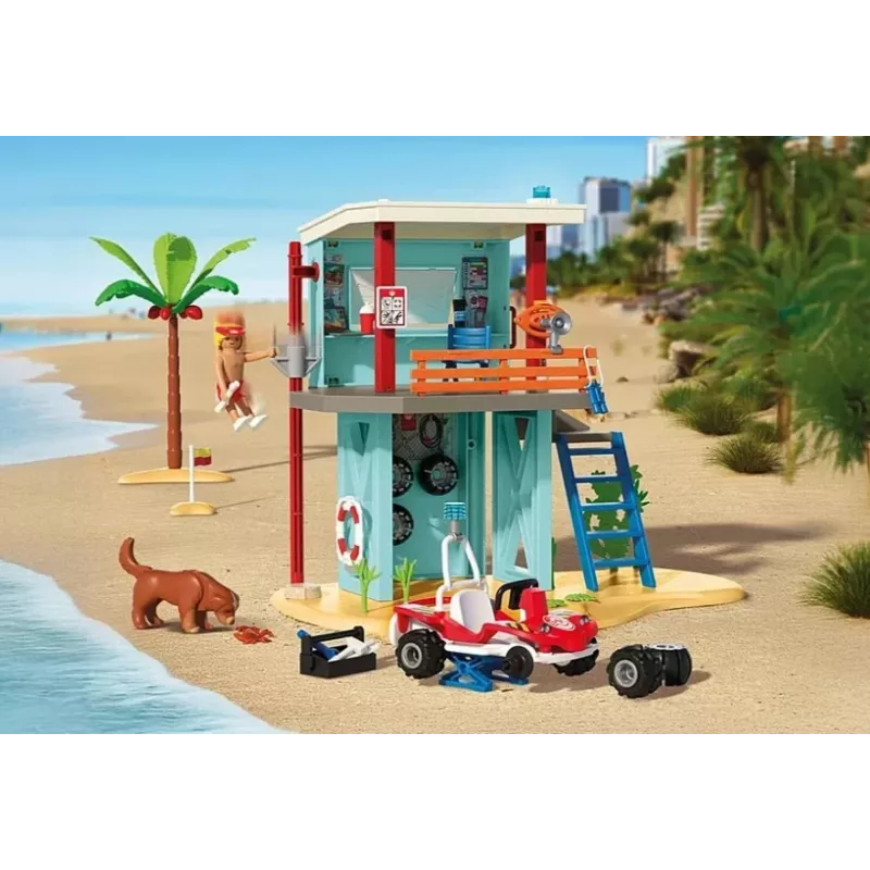 Set de juego PLAYMOBIL Torre de rescate y buggy de playa 71903 – set de juego con torre y buggy