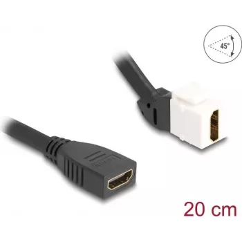 Cable de módulo Keystone DeLOCK HDMI conector hembra a conector hembra 45° acodado 8K 60 Hz 20 cm negro