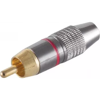 Conector macho RCA ShiverPeaks 52024-R dorado, carcasa roja
