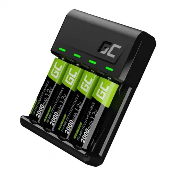 Cargador Green Cell GC VitalCharger con 4 pilas AA 2000mAh NiMH