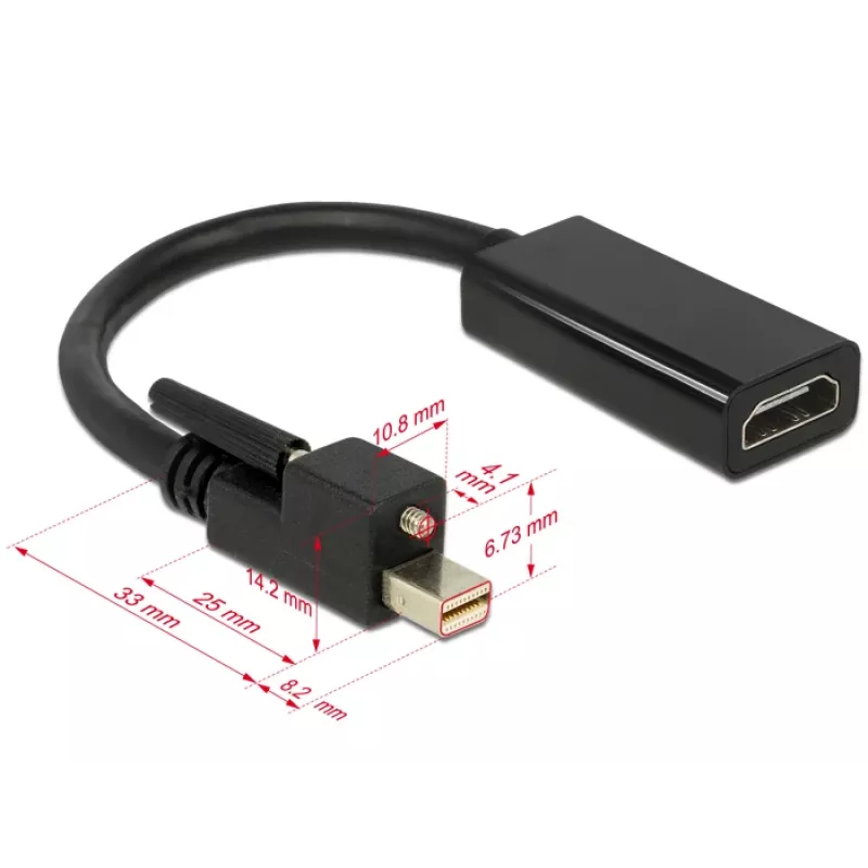 Adaptador de cable de vídeo DeLOCK 62640 Mini DisplayPort a HDMI 0,25 m negro