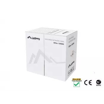 Cable de red LANBERG LCU5-12CU-0305-S U/UTP Cat5e 305 m, 24 AWG, gris, funda de PVC