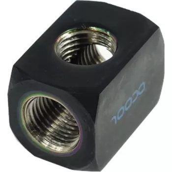 Terminal de conexión Alphacool HF TEE en T redondo G1/4 - Deep Black (17030)