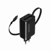 Cargador CANYON OnCharge 65RC con cable USB-C integrado, 65 W, 1x PD, 1x QC, conector EU, negro