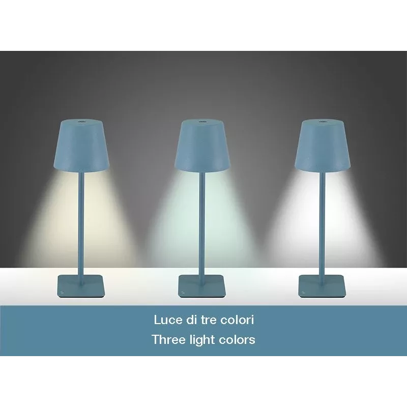 Beper P207ILI200 lámpara de mesa LED recargable, interruptor táctil, regulable, azul pizarra