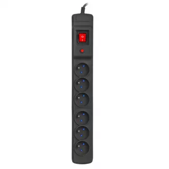 Regleta de enchufes ARMAC M6 — 6 tomas, cable de 1,5 m, negra