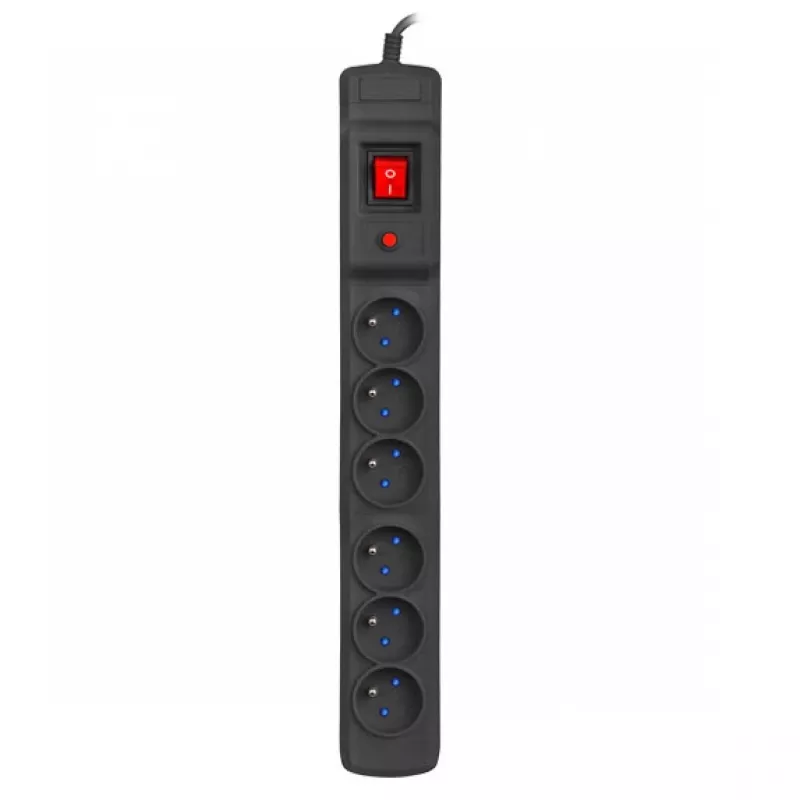 Regleta de enchufes ARMAC M6 — 6 tomas, cable de 1,5 m, negra