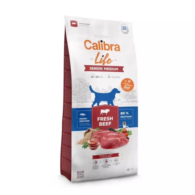 Comida seca Calibra Life Senior Medium ternera fresca 12 kg — para razas medianas, perros mayores, 26 % proteína, 12 % grasa