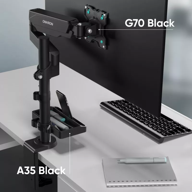 Estante ONKRON A35, plástico ABS negro, 190×105 mm, 160 g