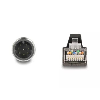 Cable de red DeLOCK M12 A-codificado 8 polos conector macho a conector macho RJ45 PUR (TPU) 1 m