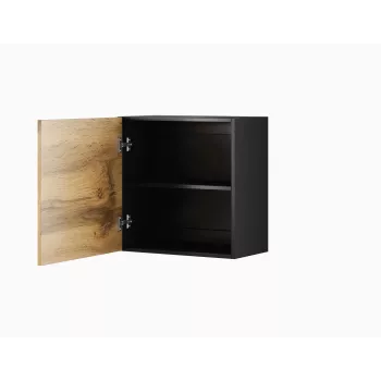 Armario de almacenaje de pared Cama Meble VIGO 50×50×30 cm negro / roble Wotan