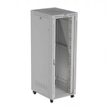 Armario rack LANBERG FF01-8047-12SL 47U 800x1000 mm gris con puertas de cristal delanteras y traseras y espacio para panel LCD