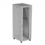 Armario rack LANBERG FF01-8047-12SL 47U 800x1000 mm gris con puertas de cristal delanteras y traseras y espacio para panel LCD
