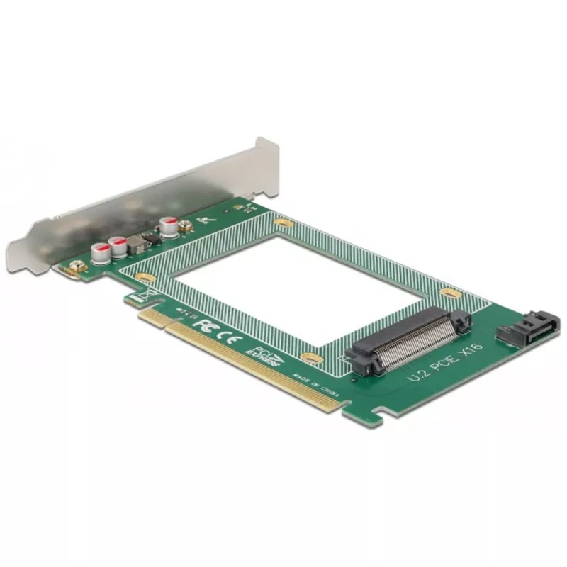Delock - controladora de almacenamiento - 2.5 (6,4 cm) - U.2 NVMe / SATA 6Gb/s - 600MBps - PCIe 4,0 x16 (90051)