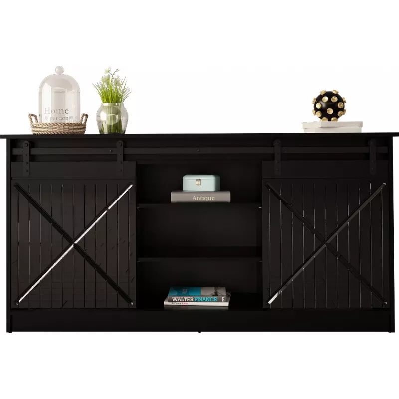 Cómoda 160x80x35 GRANERO negro/negro brillante