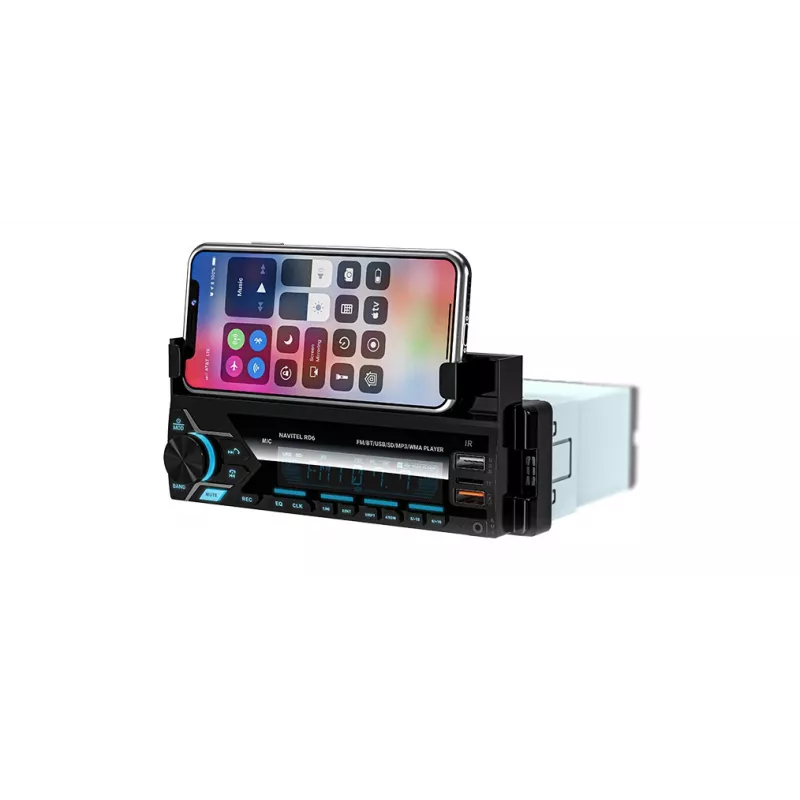 Receptor multimedia digital para coche Navitel RD6 — reproductor de audio 4x45 W, reproducción de fuentes digitales y externas, instalación Single-DIN