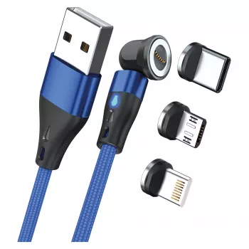 Cable USB RealPower MagneticCharge3 2 m USB-A azul