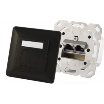 Toma de pared 2 x RJ-45 ShiverPeaks S/CONN 74280-S — Cat6a, 500 MHz, carcasa de metal, negro