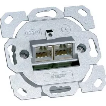 Hager G3140 toma de datos Cat.6a 2 tomas 8/8 polos (G3140)