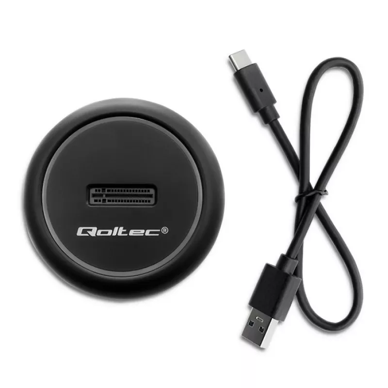 Base de acoplamiento para SSD M.2 QOLTEC 52275 para unidades SATA y NVMe, conexión USB