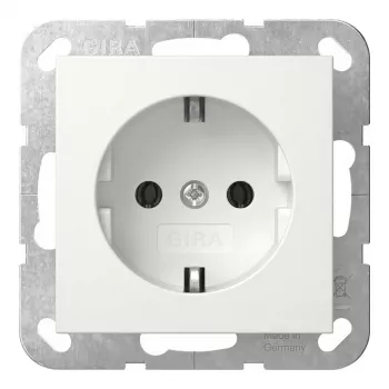 Gira 444013 toma SCHUKO con placa de montaje, superficie, blanco puro