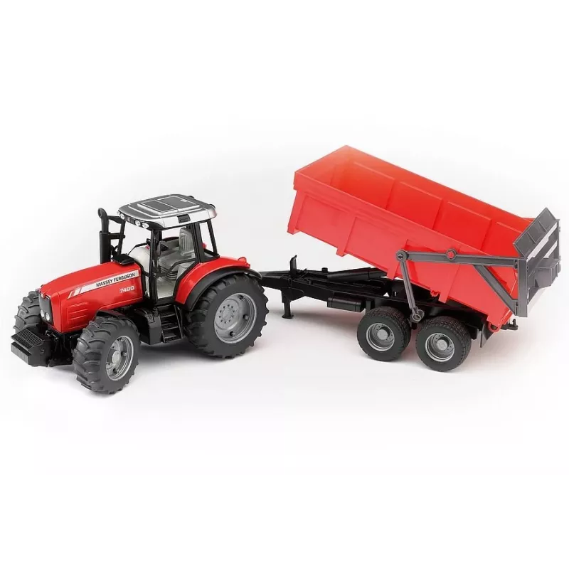 Modelo de tractor BRUDER Massey Ferguson 7480 con remolque basculante
