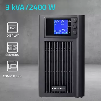 SAI QOLTEC onda senoidal pura 3kVA 2400W con AVR y pantalla LCD