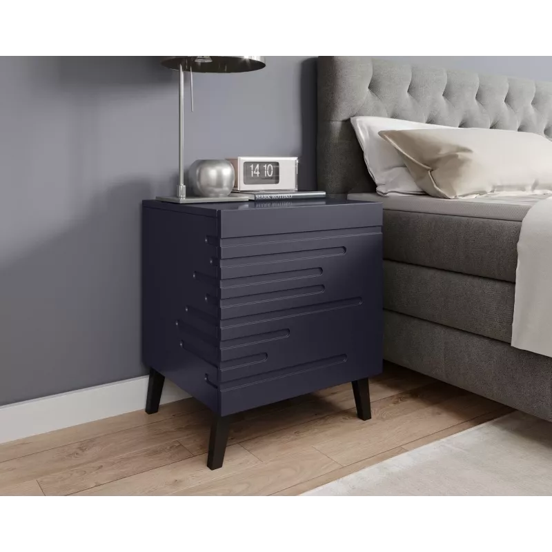 Mesita de noche cama meble NOVA 44×40×52 cm, 1 cajón, azul marino mate