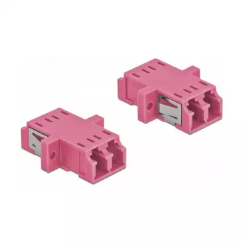 Conector de fibra óptica LC hembra–hembra DELOCK 86537 OM4, pack de 2