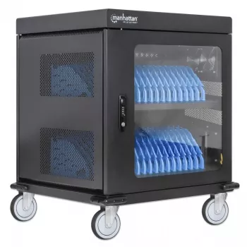 Carro de carga/ carrito para portátiles Manhattan con adaptador de CA (UE) 32 compartimentos, instale el adaptador de CA (cable de alimentación) del dispositivo en el dispositivo, apto para TODOS los portátiles (hasta 15,6