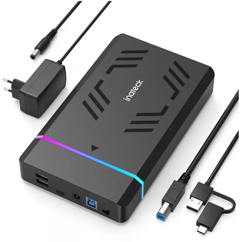 Inateck FE3003 RGB 3.5 USB 3.0 carcasa de disco duro para HDD/SSD SATA 2.5/3.5, negro