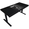 Mesa gaming de altura ajustable sentado/de pie con doble motor, caja de PC integrada, cargador inalámbrico, iluminación RGB, panel de control y puertos USB, tablero de melamina PB, negro
