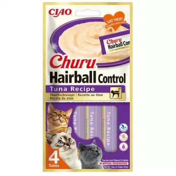 INABA Churu Hairball Control Receta de atún - Snacks para gatos - 4x14 g
